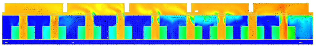 Temperature simulation CFD data center - allée chaude et allée froide