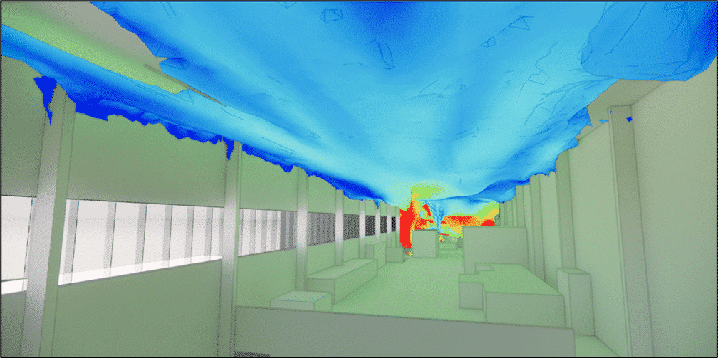 Simulation de stratification thermique dans une usine pour améliorer le confort des opérateurs.